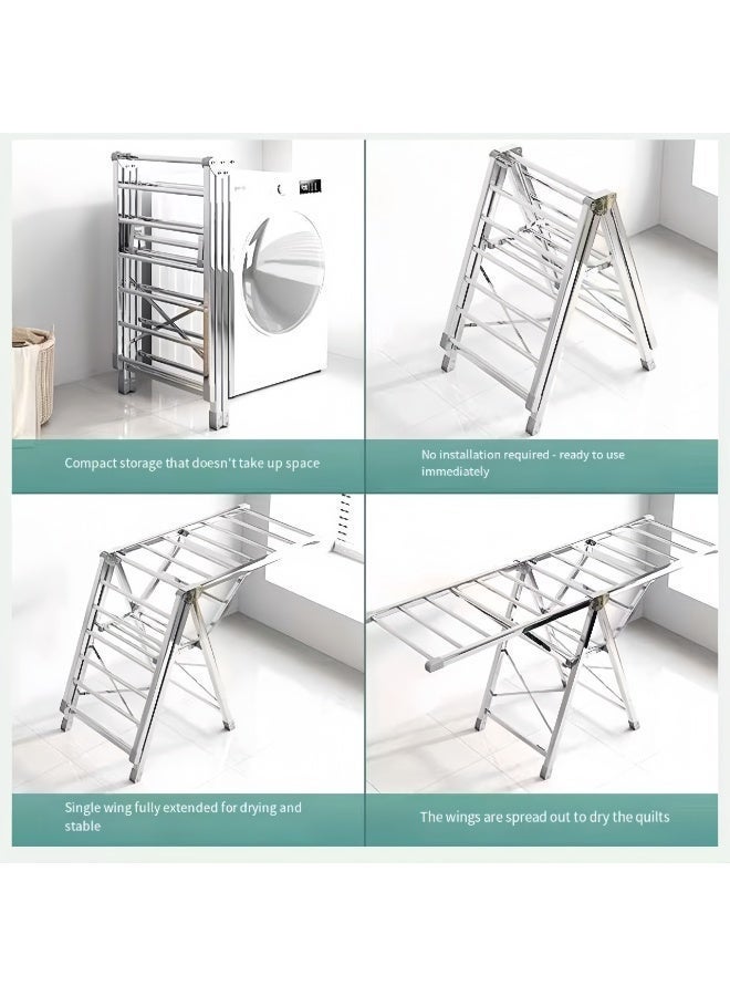 Stainless Steel Foldable Clothes Drying Rack | Indoor Laundry Airer | Portable Compact Clothes Stand for Sweater, Baby Clothes & Towel | Indoor & Outdoor Use - Image 2
